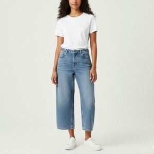 Free People We The Free Deep Trance Wide Leg Boyfriend Cropped Jeans Size 30